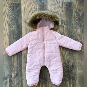 NWOT Pink Puffer‎ Snow Suit Hooded Full Zip Size 12 months pink